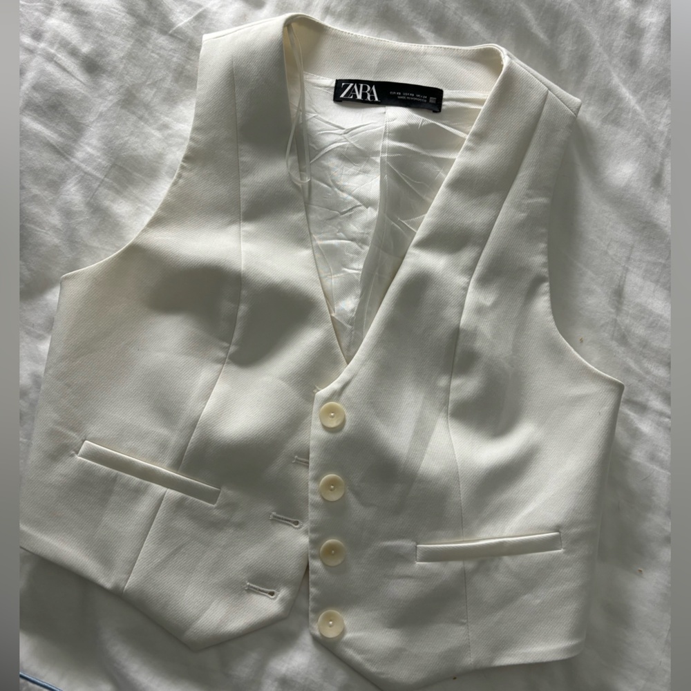 Zara Cream Textured Vest
